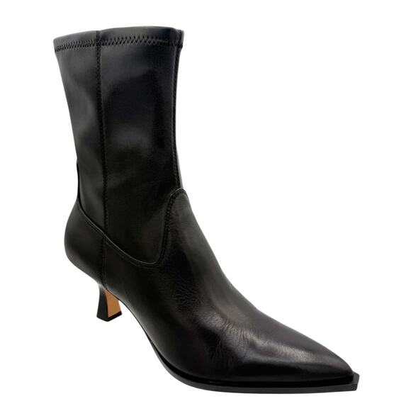 Dolce Vita Arya Ankle Heeled Boots Black Leather Size 10 Pointed Toe Kitten Heel - Picture 10 of 14